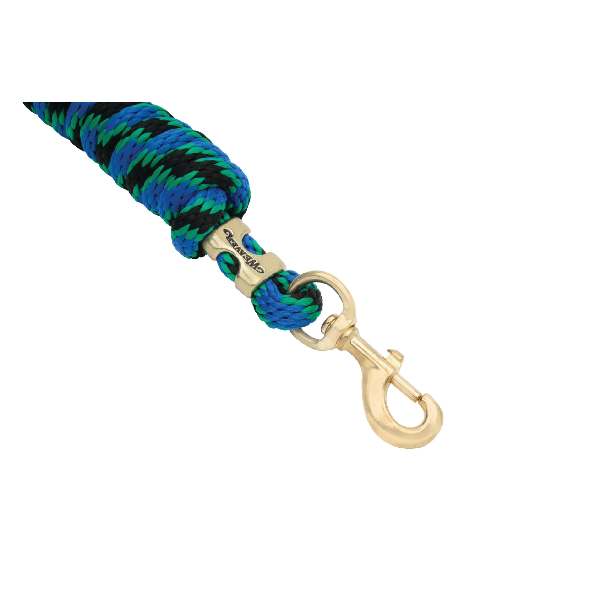 Weaver Leather Poly Lead Rope with a Solid Brass 225 Snap, 35-2100-Q8, Black/Green/Blue