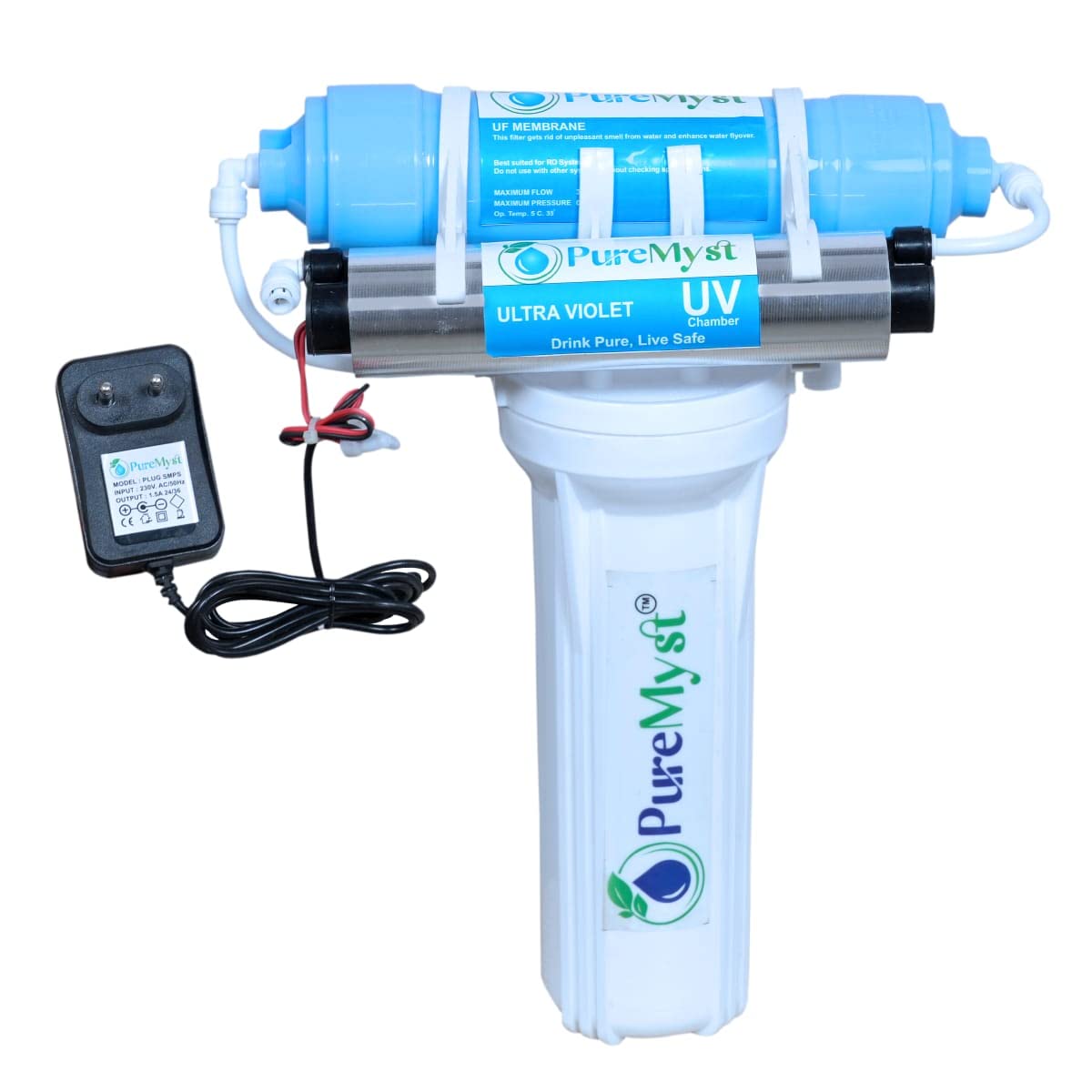 PureMyst 3 Stage Gravity Base With UV & UF Membrane Filter Kit For