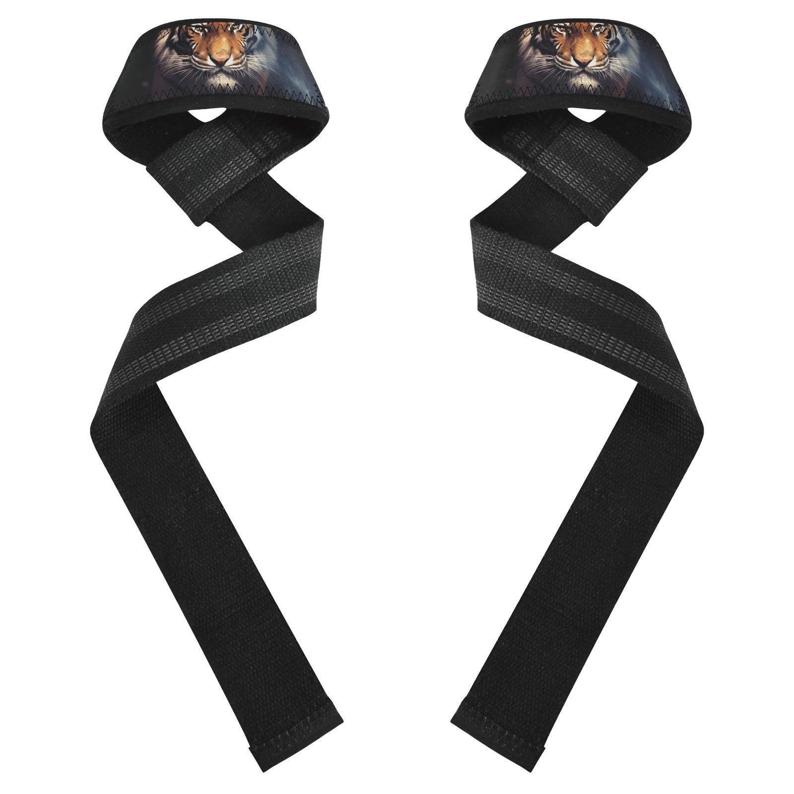Nander Fierce Tiger Wrist Straps for Weightlifting,Lifting Straps with Neoprene Cushioned Wrist Padded and Anti-Skid Silicone for Strength Training,Bodybuilding,Deadlifting