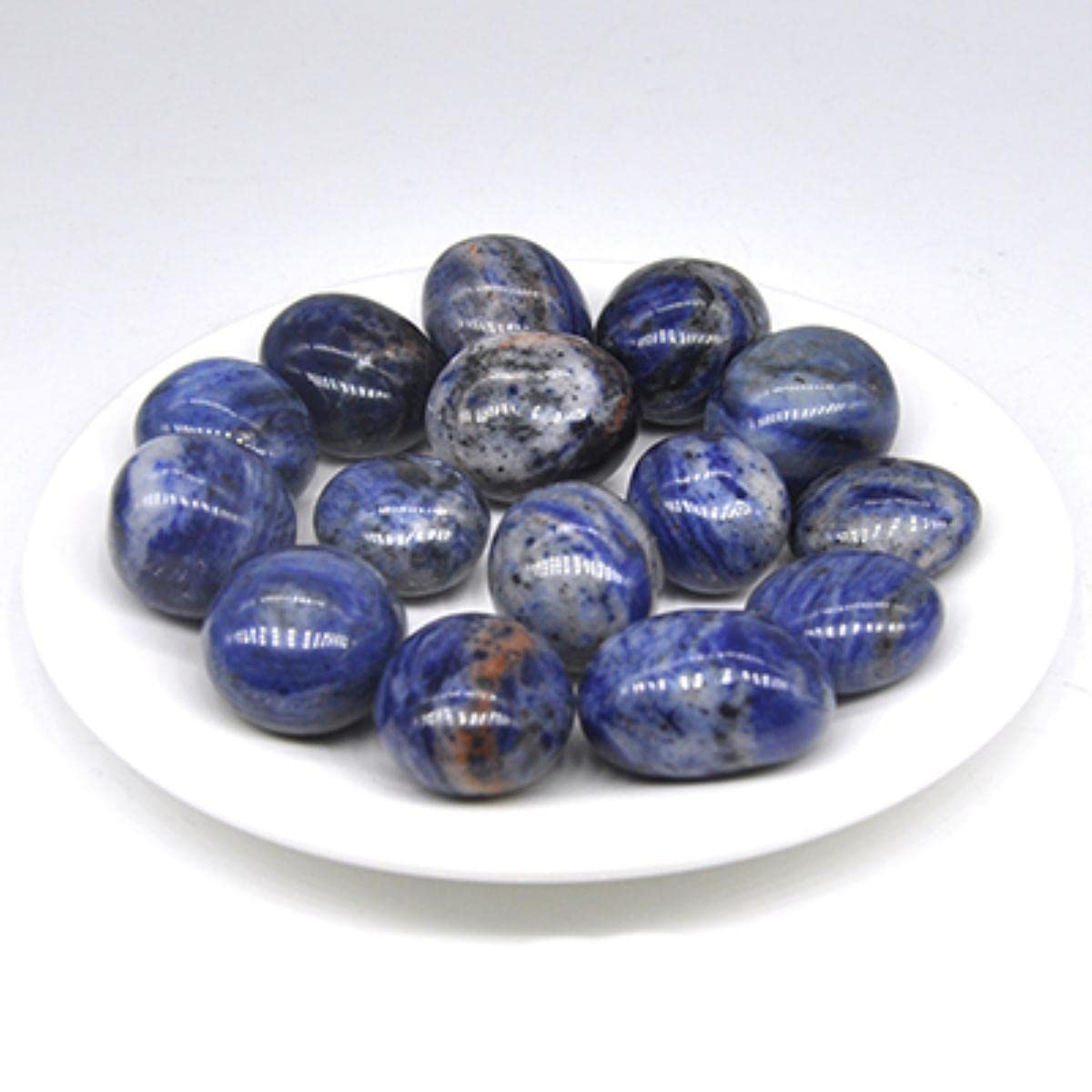 Naturstein, Quarzerz, Schüttgut, Trommelsteine, Kies, Heilkristalle, Energiemineralien, Edelsteine, Aquarium, Heimdekoration, Blauer Sodalith, 500 g, China