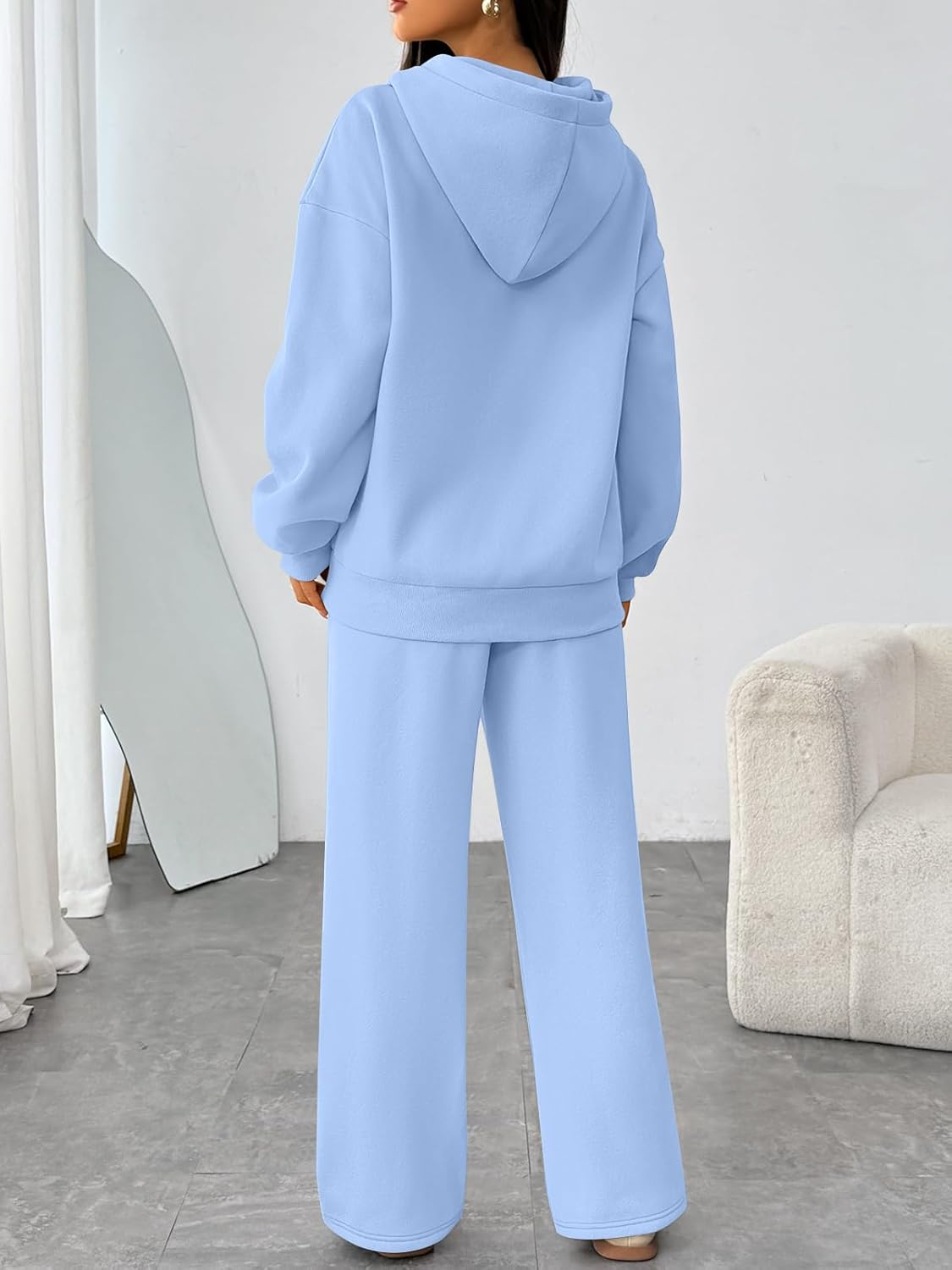 Trendy Queen Womens 2 Piece Outfits Lounge Fall Fashion Sets Oversized Sweatshirts Wide Leg Pants Sweatsuits Winter Clothes - Image 4