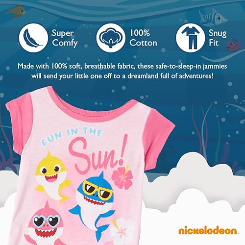 Miniatura 3 de Nickelodeon unisex-child Paw Patrol  Baby Shark  Blue's Clues & You 4-piece Snug-fit Cotton Pajama Set, Soft & Cute for Kids