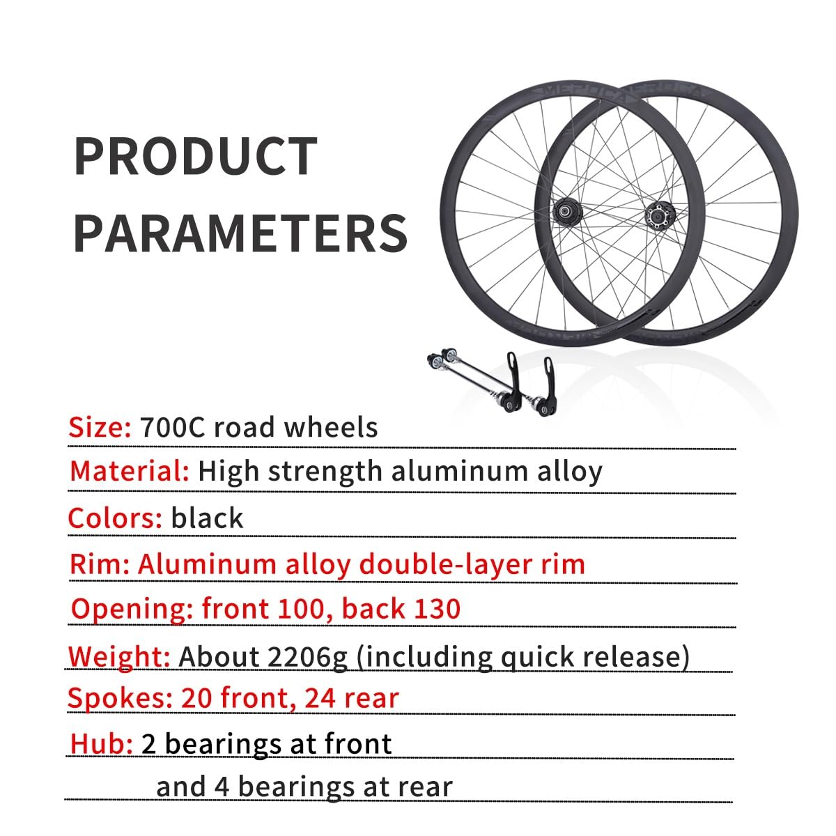 700C Rennrad Fahrrad-Laufradsatz Schnellspanner Aluminiumlegierung Fahrradräder Doppelwandig Fahrrad Laufrad 7-11 Gänge Laufrad Set Nabe 38 Mm Felgen 24H Speichen