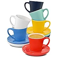 Cosumy Set di 6 Tazzine da Caffè Espresso Colorate - Con Piattini
