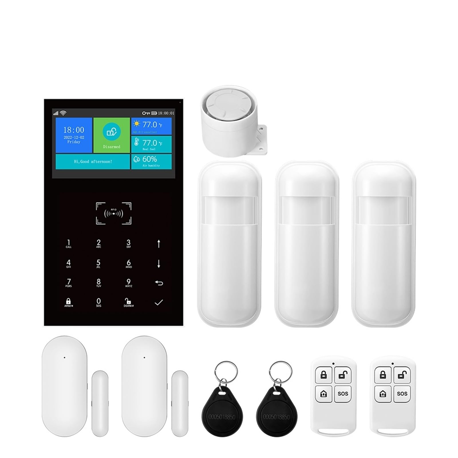 Koesrxnqw B Wifi Smart Home Gsm Alarm System Wireless Suitable For Residential Offices Villas Remote Monitoring(B)