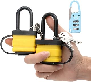 Juego de 2 candados resistentes al agua – ideal para casa, jardín, exterior, garaje, puerta de seguridad, 40 mm, color amarillo