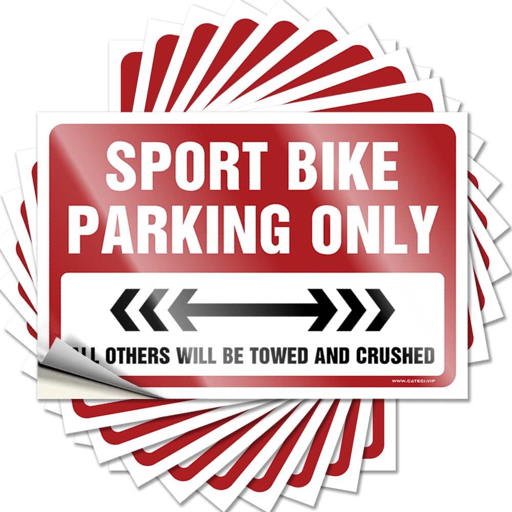 Sticker Waterproof Easy Apply | Sport Bike Parking Only Square Cover Peel and Stick(8X12CM)