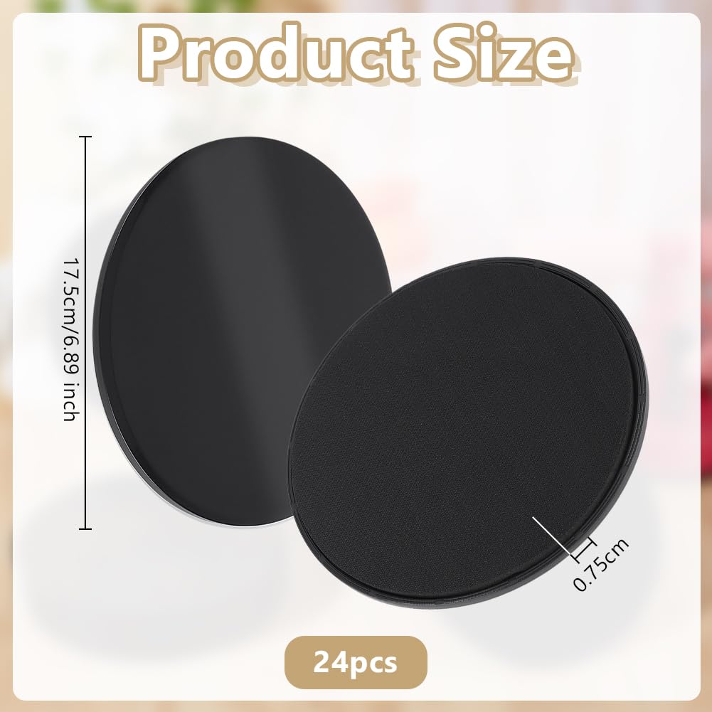 UNICRAFTALE 24 dischi di scorrimento a doppio lato per esercizio Core dischi fitness scorrevoli neri per allenamento di gruppo e pilates 17,5 x 0,75 cm