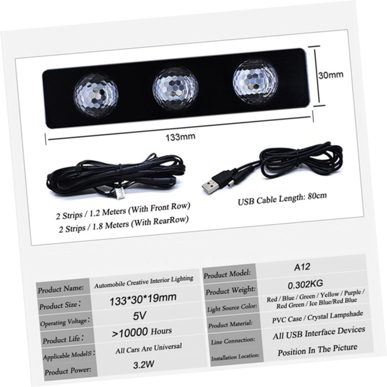Car Led Strip Lights Atmosphere Lamps for Cars Sound Control Easy Install Long Life
