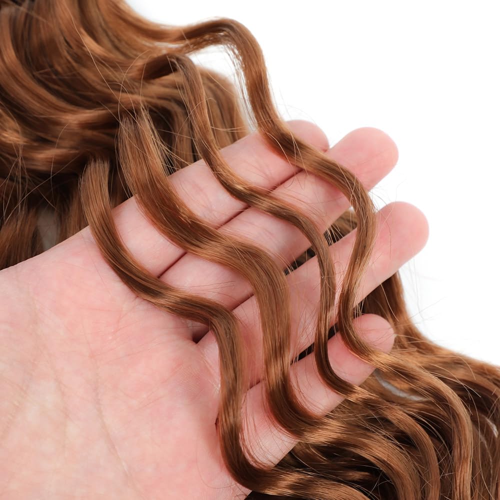 Ocean Wave Crochet Hair 3Packs Deep Wave Braiding Hair Curl Crochet Braiding Hair Extension Ocean Wave Braids Hair for women (30# - Image 4