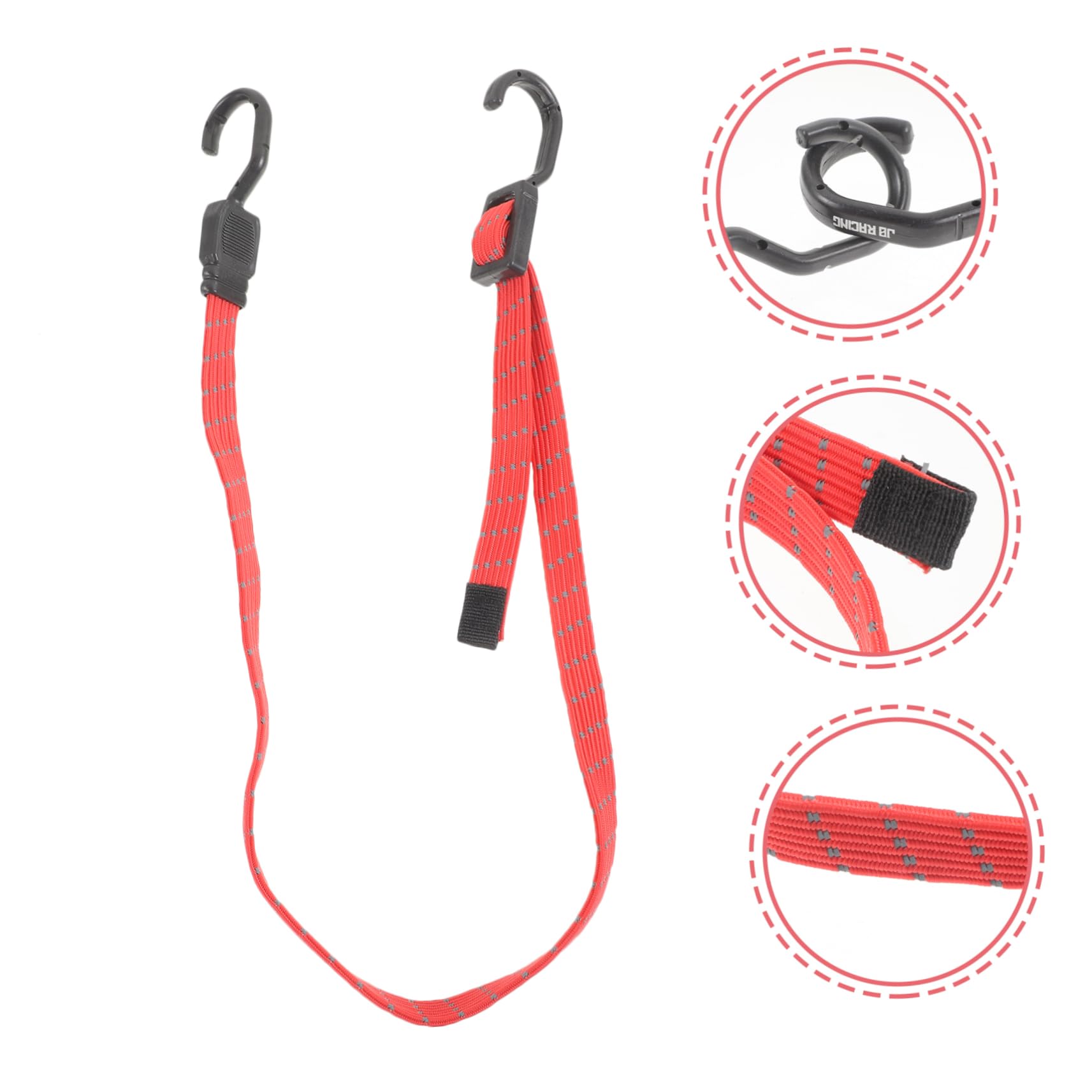 BESPORTBLE Corde élastique extérieure remorquer Sandow de Fixation de Bagage Ceintures de sécurité Cordons élastiques en Plein air Sangles élastiques Métal Rouge