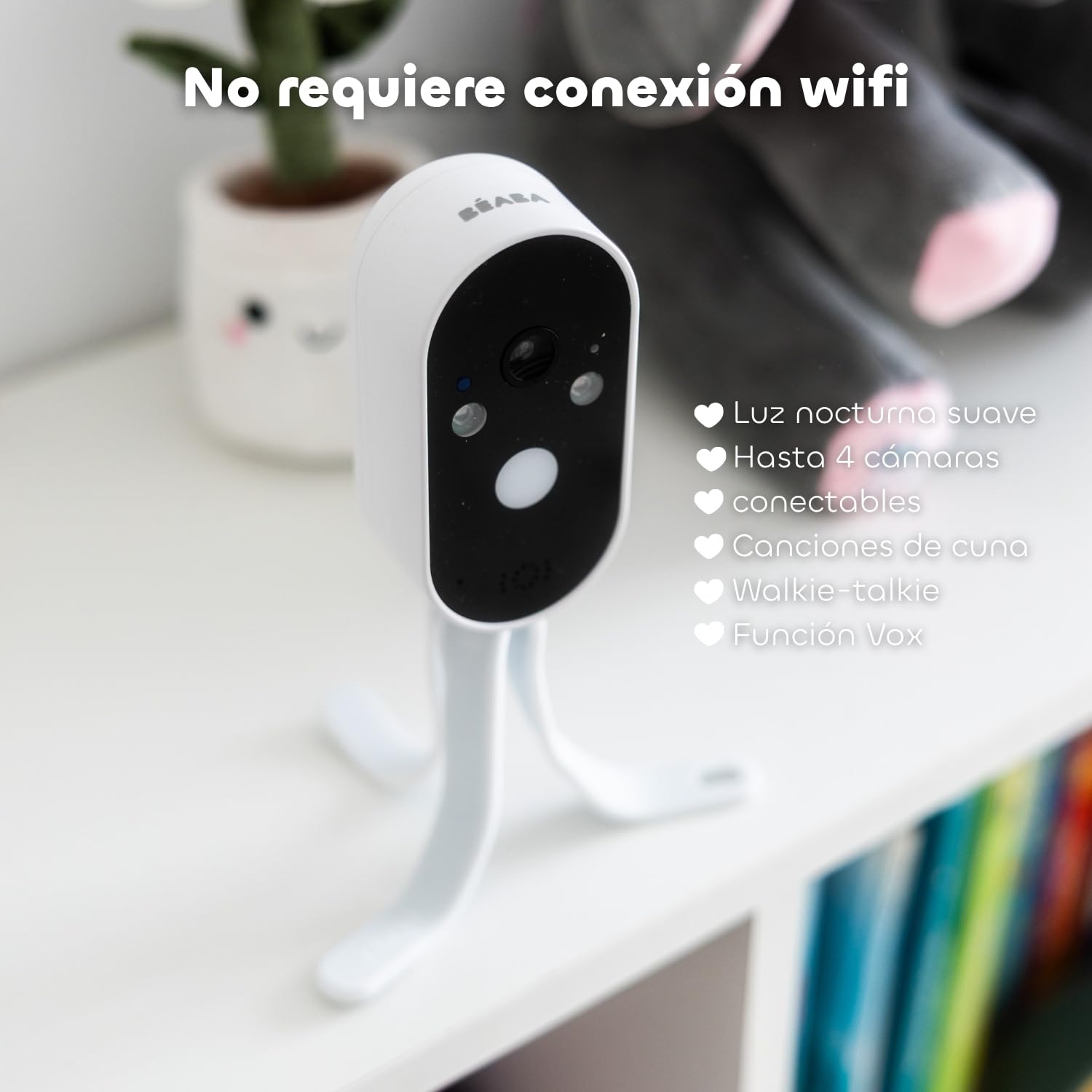 BÉABA Zen Travel Dodatkowa kamera dla niemowląt, 36-godzinna bateria 36 godzin, bez WiFi, lampka nocna, elastyczna podstawka, kompatybilna z Zen Travel/Zen Premium/Zen Night Light/Zen Smart AI