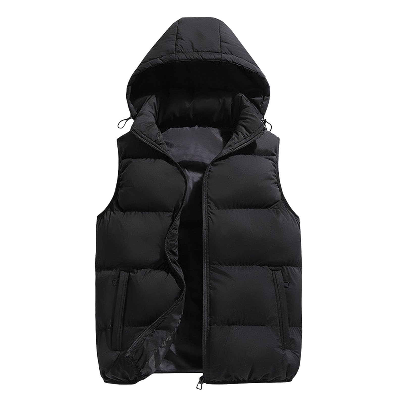 SRZYMJ Weste Herren Herren Steppweste Bequem Herren Weste mit Kapuze Outdoor Jacke Outdoorwesten Taschen Ärmellose Jacke Casual Übergangsweste Dicke Daunenweste Laufweste Puffer Weste