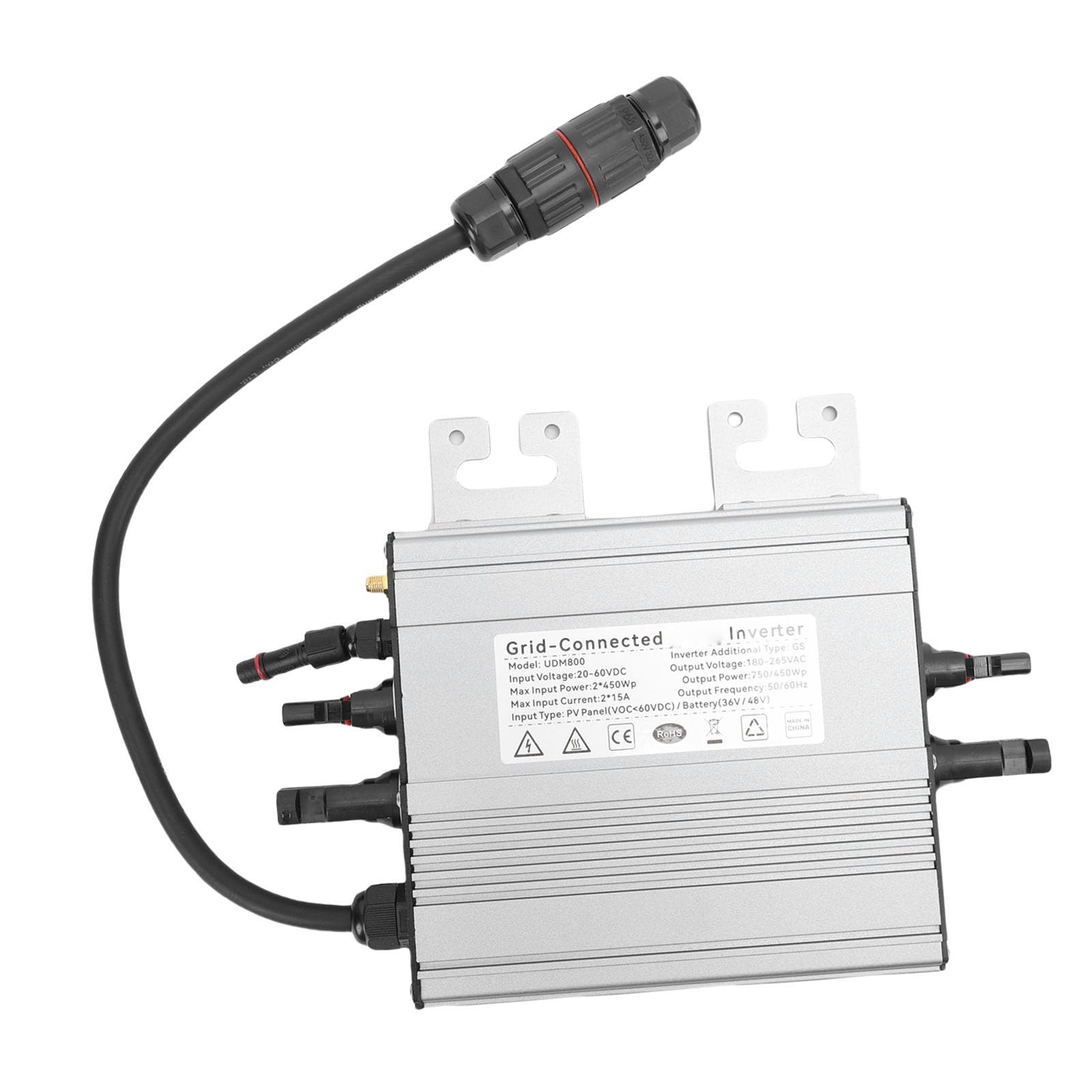 FILFEEL Mikroinwerter Sieciowy 800 W z obsługą Dwóch wejść, Aluminiowa Obudowa IP65, Zdalne Monitorowanie Wi-Fi, wydajność MPPT 99%, kompatybilność z Sieciami Prądu Przemiennego 208–240 V