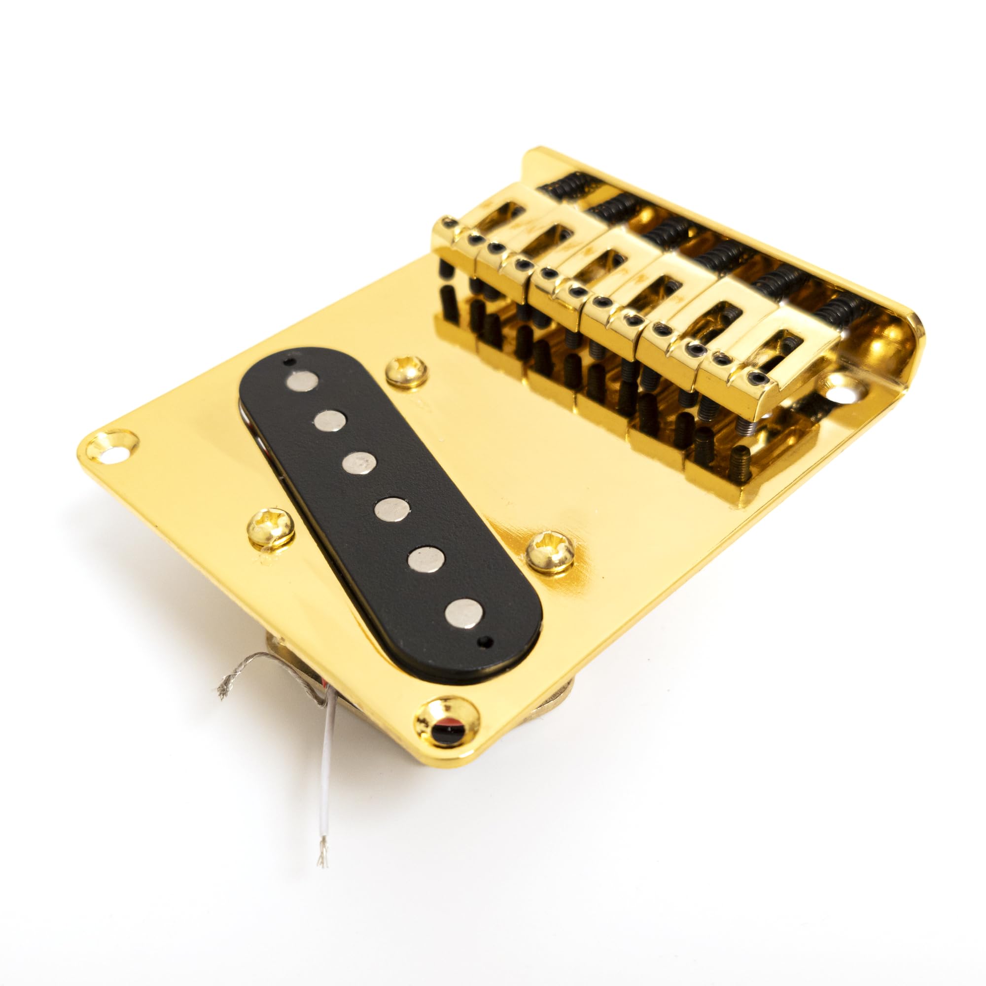 Puente dorado de 6 sillines con pastilla de bobina única compatible con Fender Telecaster - Piezas de repuesto para montaje de puente de guitarra eléctrica