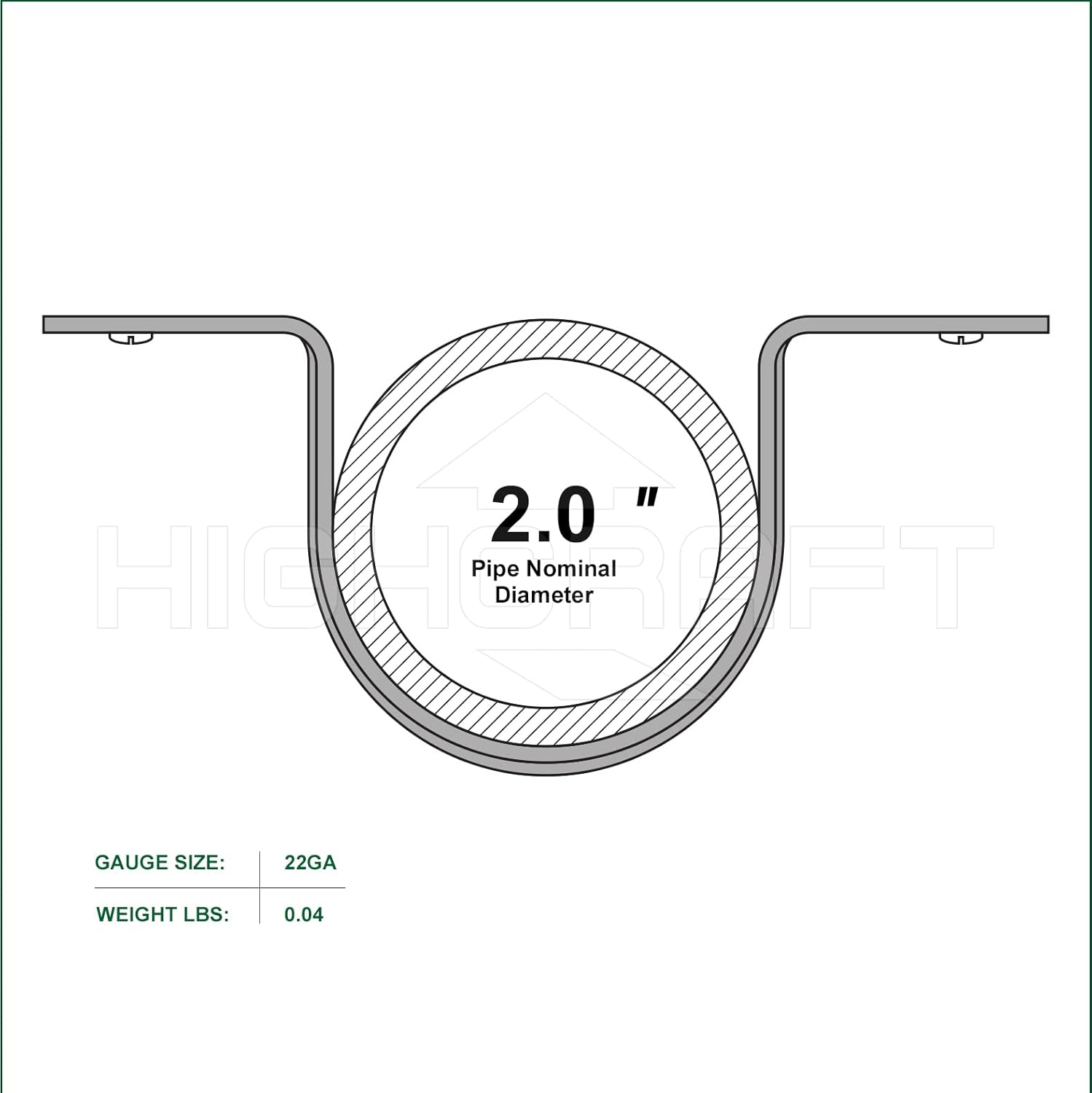 Highcraft QQT-DD2-50 Two-Hole Pipe Strap U Bracket, 2 Inch, Copper Coated Steel -50 Pack