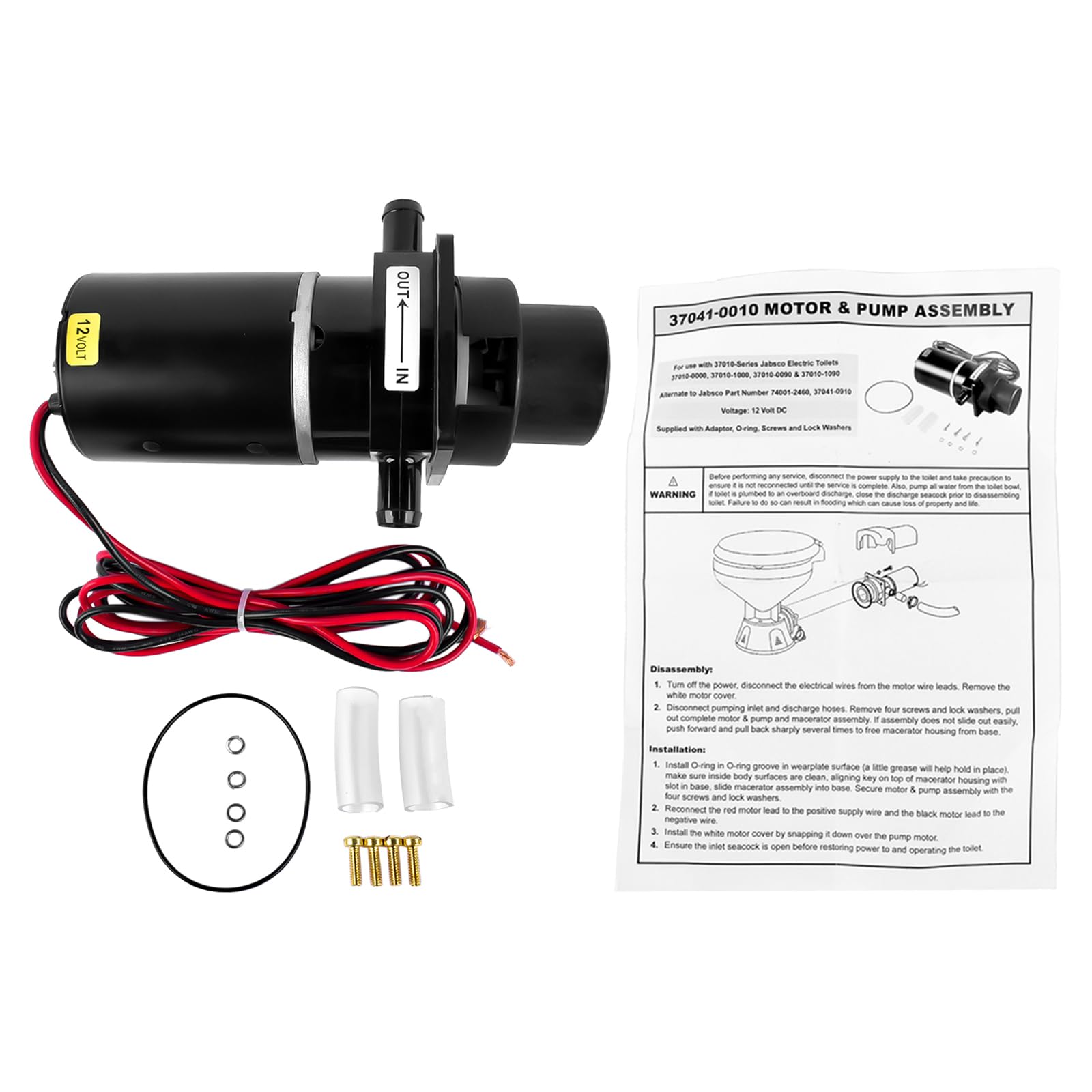 37041-0010 Kit di montaggio secondario per maceratore elettrico marino per WC elettrico di ricambio per Jabsco 37010-Series 12 Volt motopompa per bagni marini e camper