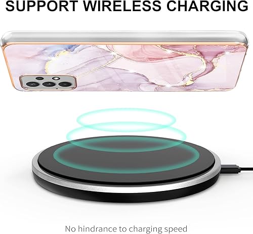 Miniatura 8 de Funda delgada para Samsung Galaxy A32 4G (no compatible con A32 5G), funda brillante con patrón de mármol IMD para niñas, lente de cámara y cubierta