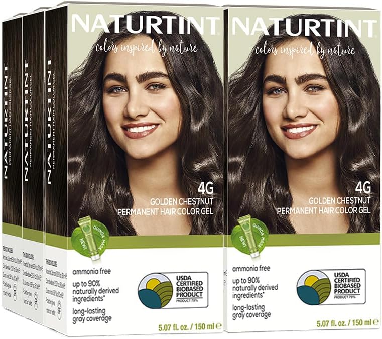 Naturtint Permanent Hair Color 4G Golden Chestnut (Pack of 6), Ammonia Free, Vegan, Cruelty Free, up to 100% Gray Coverage, Long Lasting Results