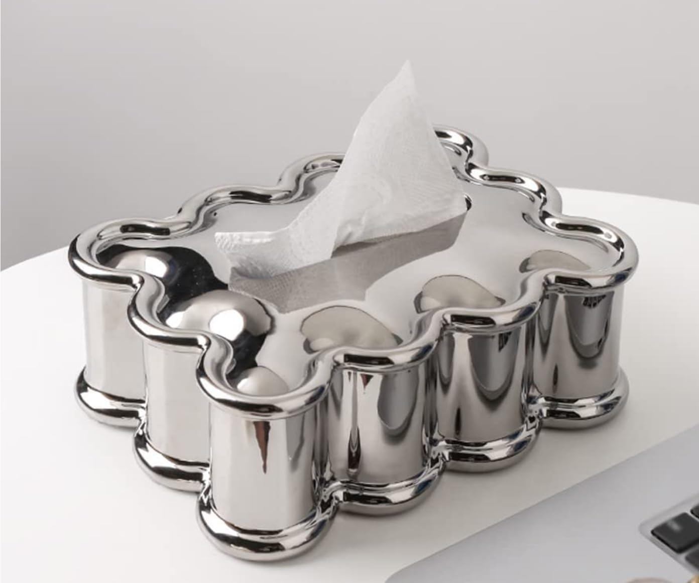 Dozownik Serwetek Pudełko Na Chusteczki Kwadratowe Pudełko Na Chusteczki Pojemnik Na Chusteczki Pojemnik Na Chusteczki Do Blatów Łazienkowych Komody Toaletki i Restauracji(Blue,Silver)
