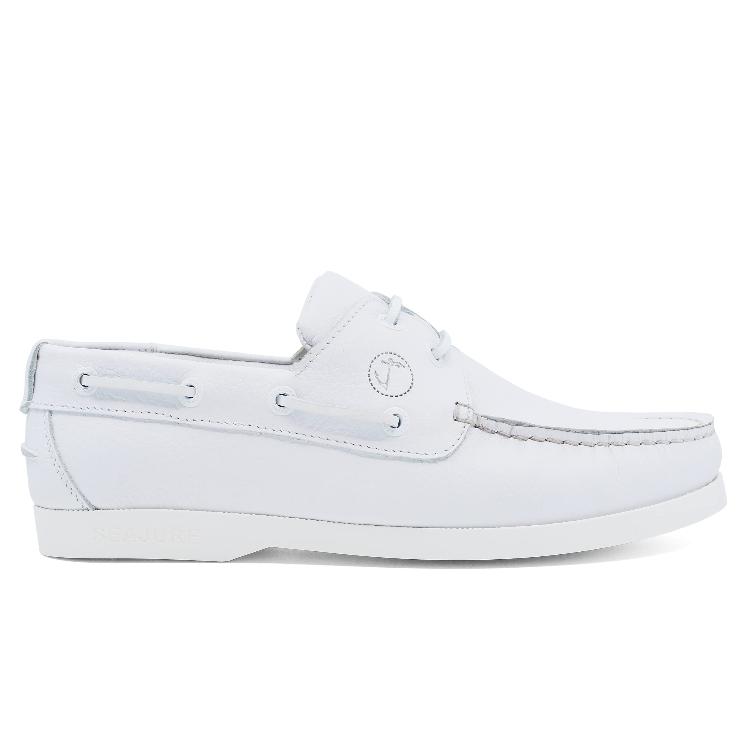 Seajure Chaussures Bateau pour Femme Shoal en Cuir Blanc