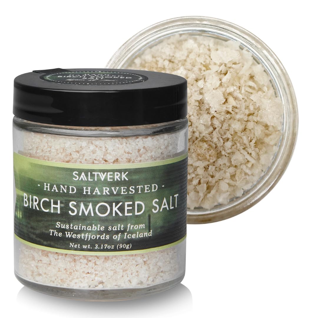 Sea Salt - Gourmet, Icelandic, Hand Harvested and Sustainably Made - Birch Smoked 3.17 Oz