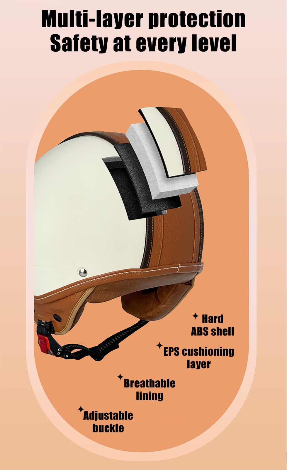 Certyfikat DOT/ECE, lekki kask motocyklowy z Bluetooth, otwarty kask motocyklowy z wizjerem, kask motocyklowy retro 3/4 dla mężczyzn i kobiet, pół-sezonowy B, M/(55 ~ 56 cm)