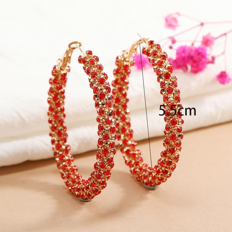 Hoop Earrings for Women Big Hoop Earrings Sparkly Rhinestone Earring Large Hoops Earring Prom Jewelry Gifts Christmas Accessorie - Image 5