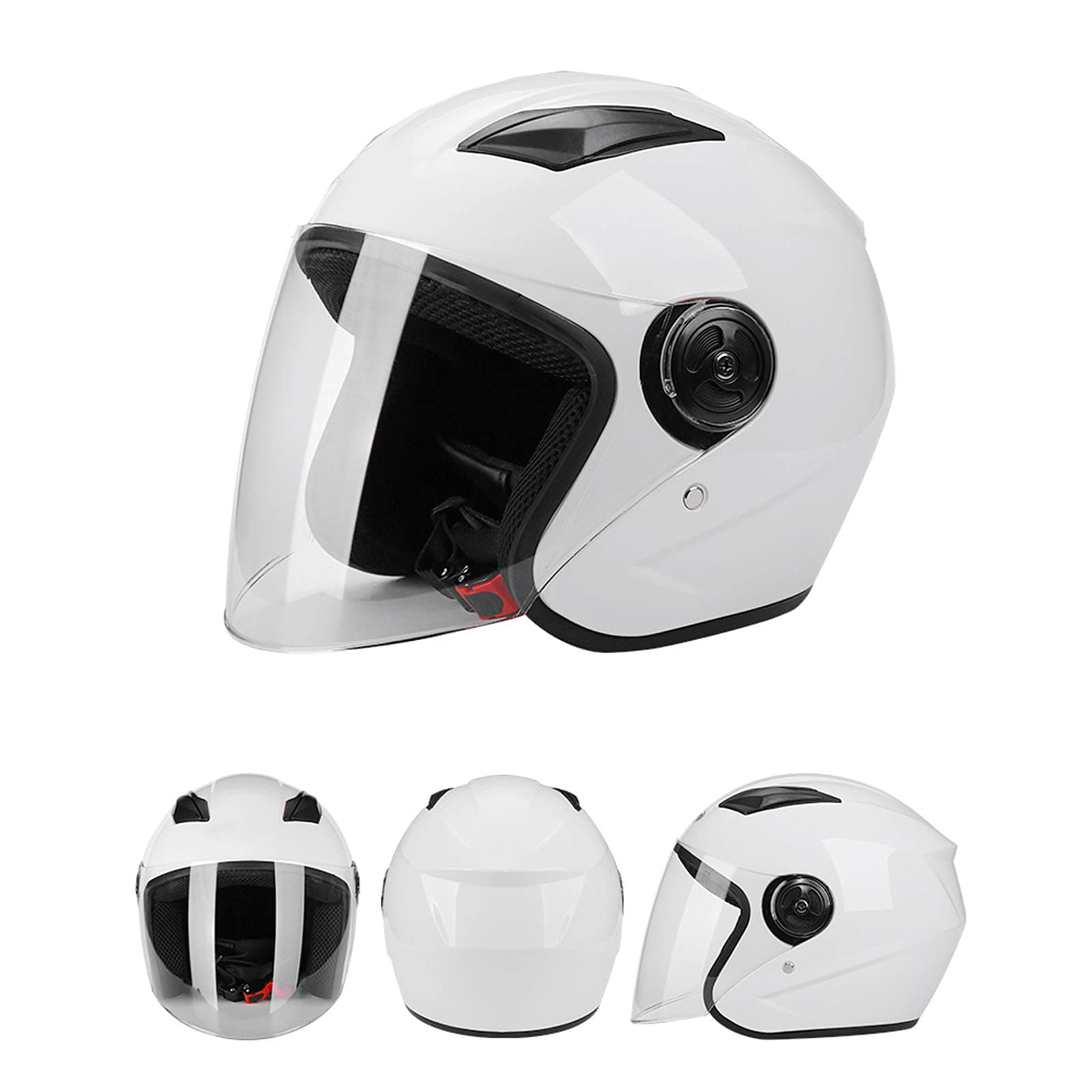 Casco Jet Moto Doppia Visiera Scooter Motorino Casco Protettivo Leggero Uomo e Donna per Motocicletta, Scooter, Moto Cross, Motorino - Omologato ECE,Bianca