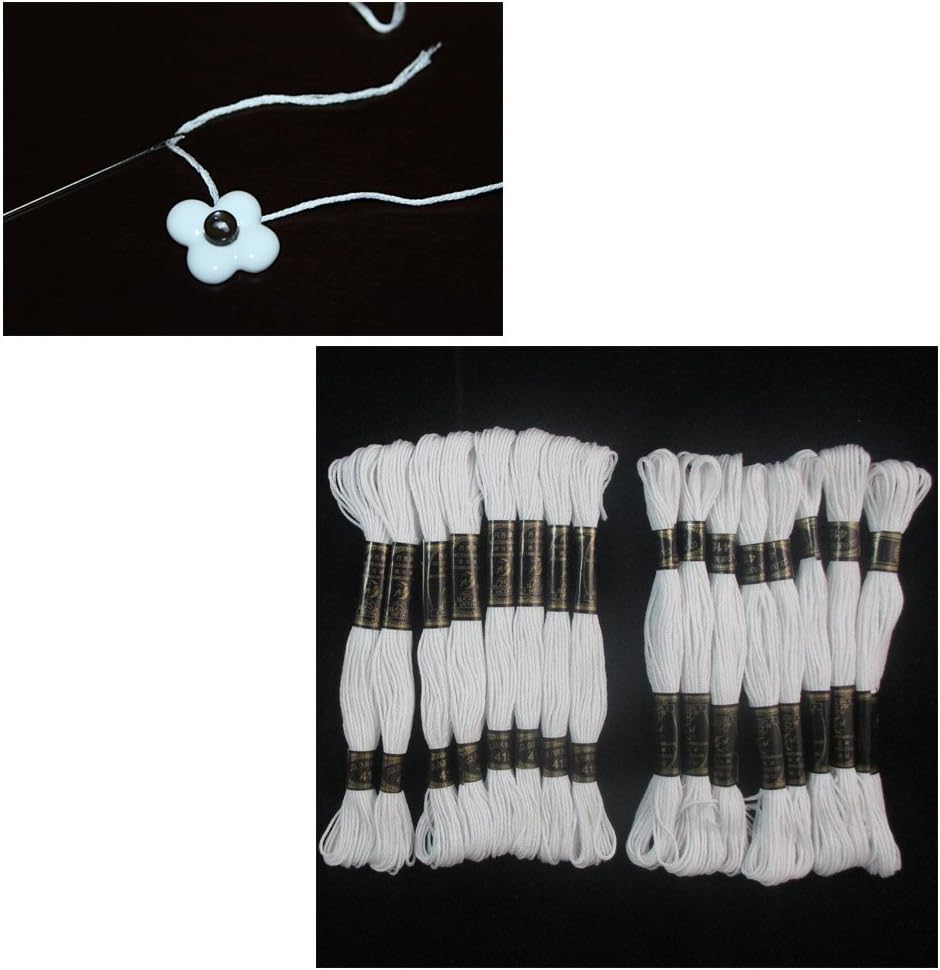 16 White Stranded Cross Stitch Cotton Embroidery Thread Floss Sewing Skeins New