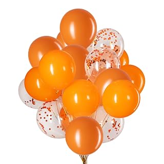 Orange Balloons,12 Inch Orange Confetti Balloon,Latex Balloons for Party Decorations,Pack of 50