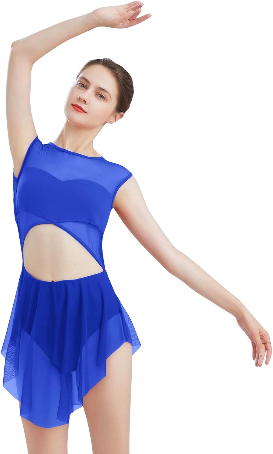 ODASDO Women Lyrical Dance Costume Tank Bodysuit Cut Out Front Ballet Leotard Morden Contemporary Dancewear - Image 2