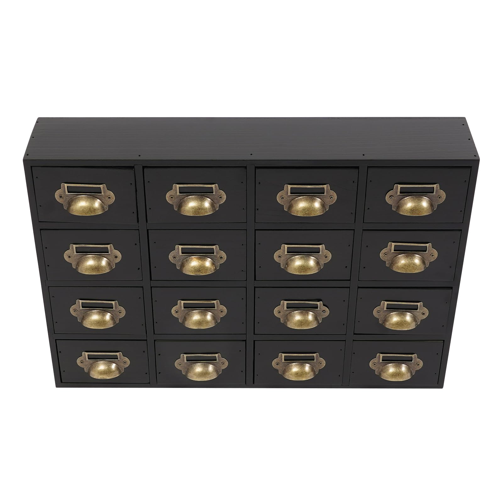 Armoire à tiroirs avec 16 tiroirs - Boîte de rangement pour bureau - Pour cosmétiques, bijoux, papeterie - 50 x 10 x 35 cm (noir)