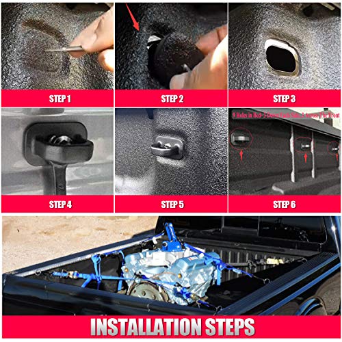 SUZCO 9 Points Truck Bed Stake Pockets Tie-Down Anchors Set Side Wall Cargo Anchor Fits 07-21 Chevy Silverado I 07-21 GMC Sierra I 07-21 Chevy Colorado I 07-21 GMC Canyon - 1,000 lbs - Thumbnail 2