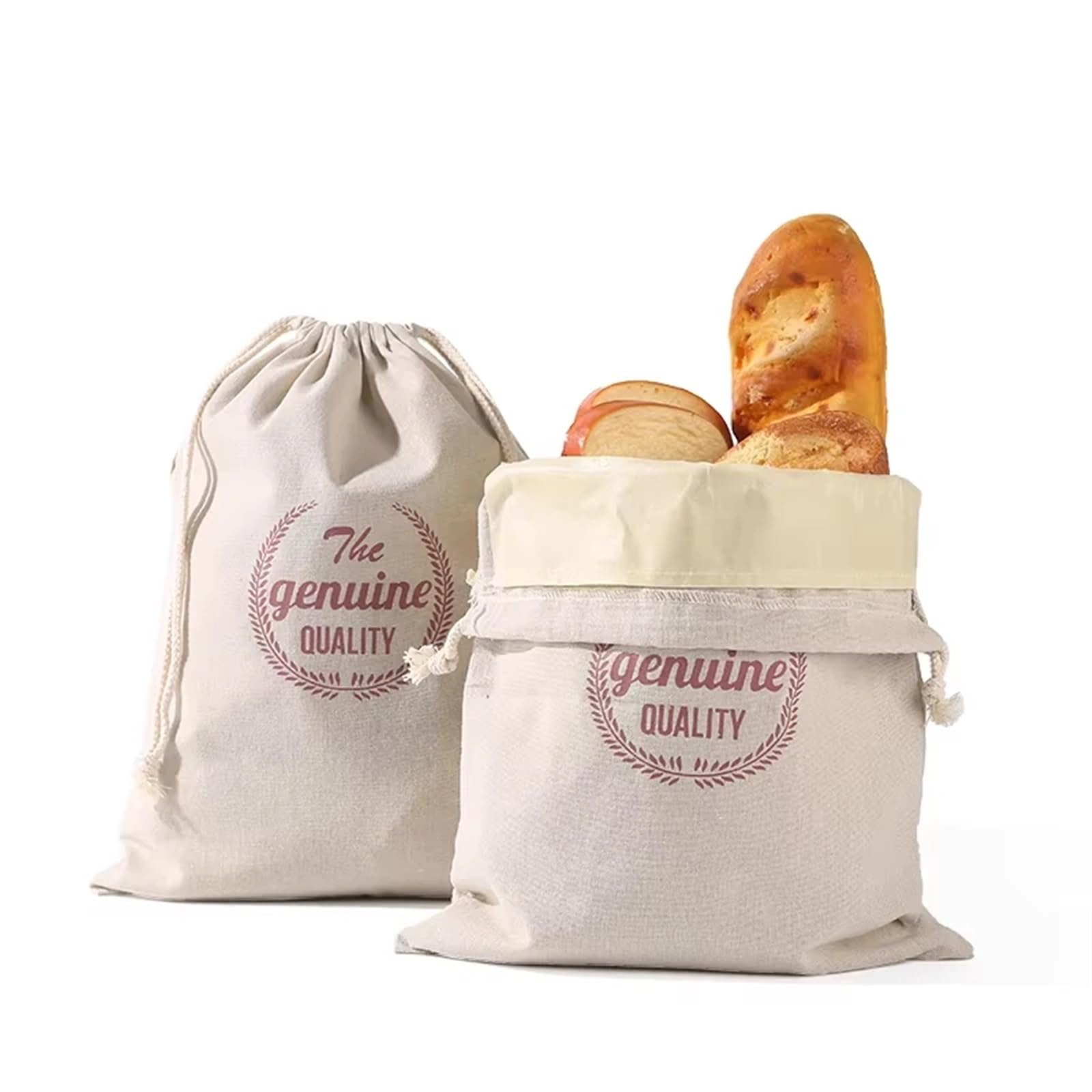Brotbeutel, Brot-Aufbewahrungstasche aus Leinen, 2 Stück, Bienenwachs, mehrfarbig, Kordelzug, waschbar, herausnehmbares Futter(2pcs Linen Beeswax)