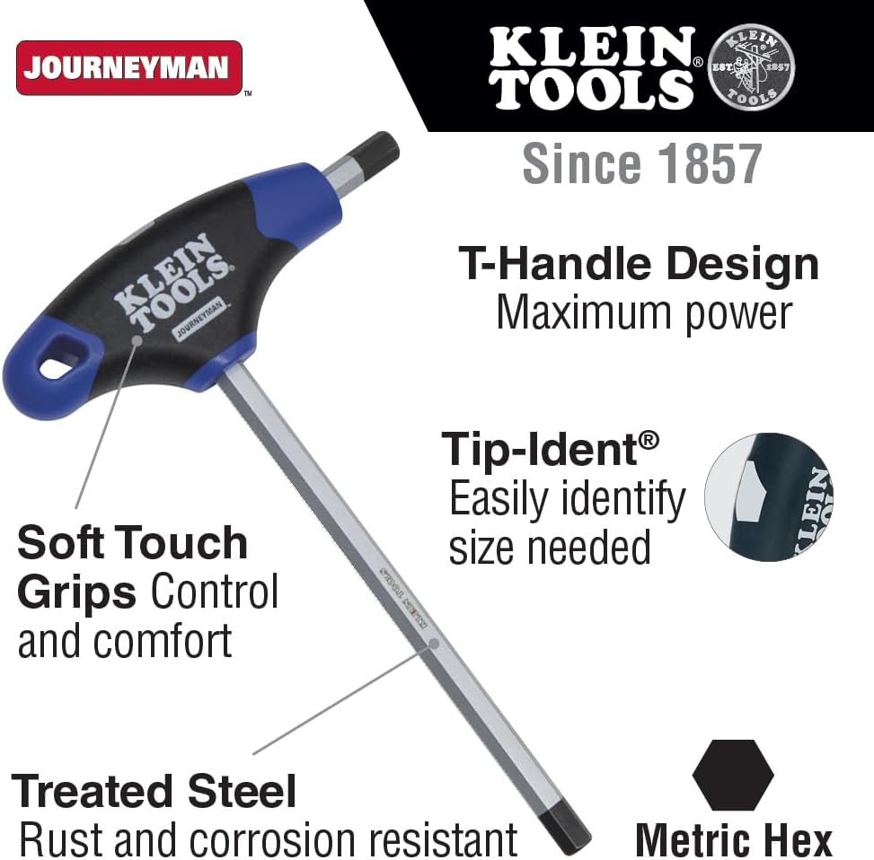 KLEIN TOOLS JTH9M5 5 mm Hex Key with Journeyman T-Handle, 9-Inch