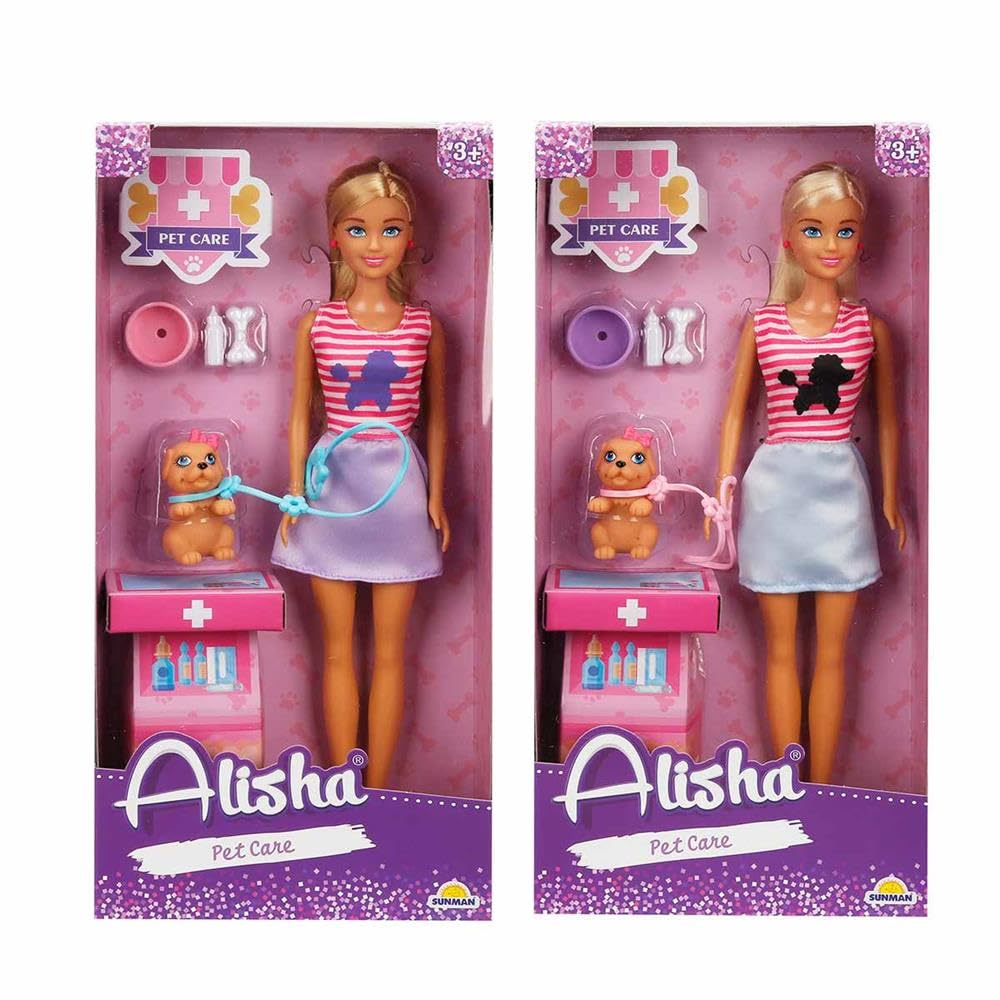 Sunman 3384 SUN-RST-SIS-Minik Alisha Bebek Veteriner Aksesuarlı Set 29 cm 2A-