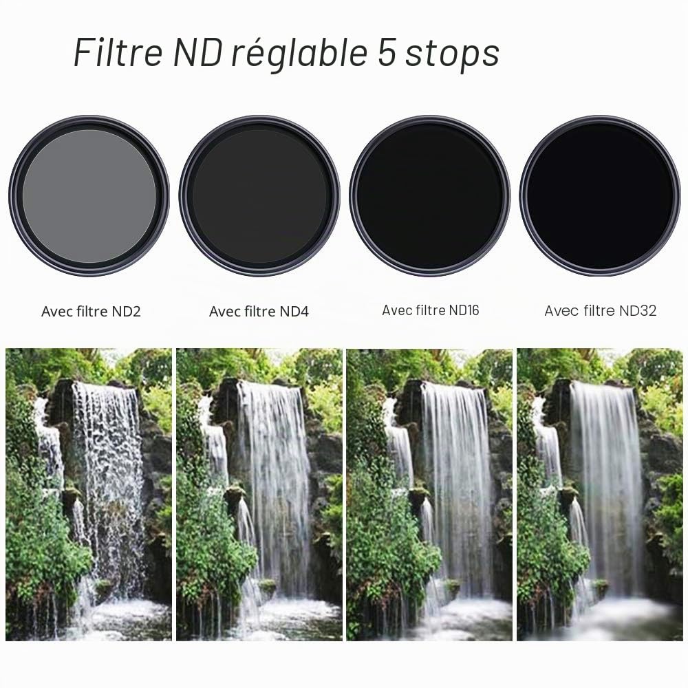 K&F Concept Filtre 82 mm ND2-ND32 1-5 f-Stop sans Croix et 3 Chiffon Nano-X
