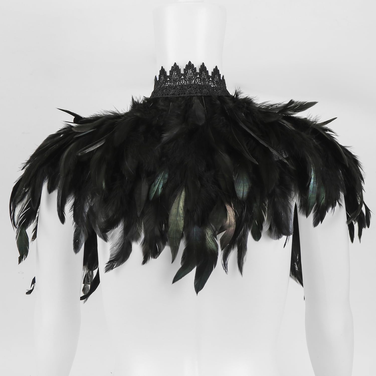Coprispalle Gotico Con Piume - Mantello Per Halloween, Cosplay E Feste A Tema - Foto 9