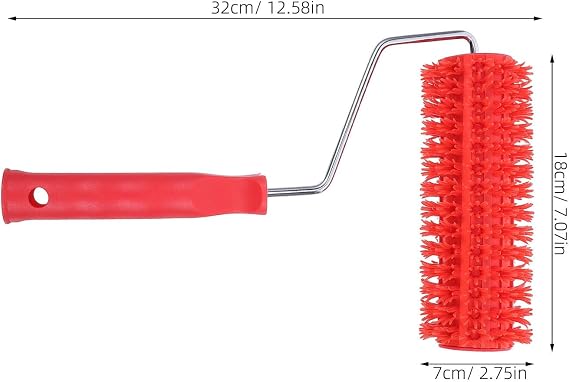 Red Plaster Texture Roller Brush 7 Inch Width for Drywall Concrete
