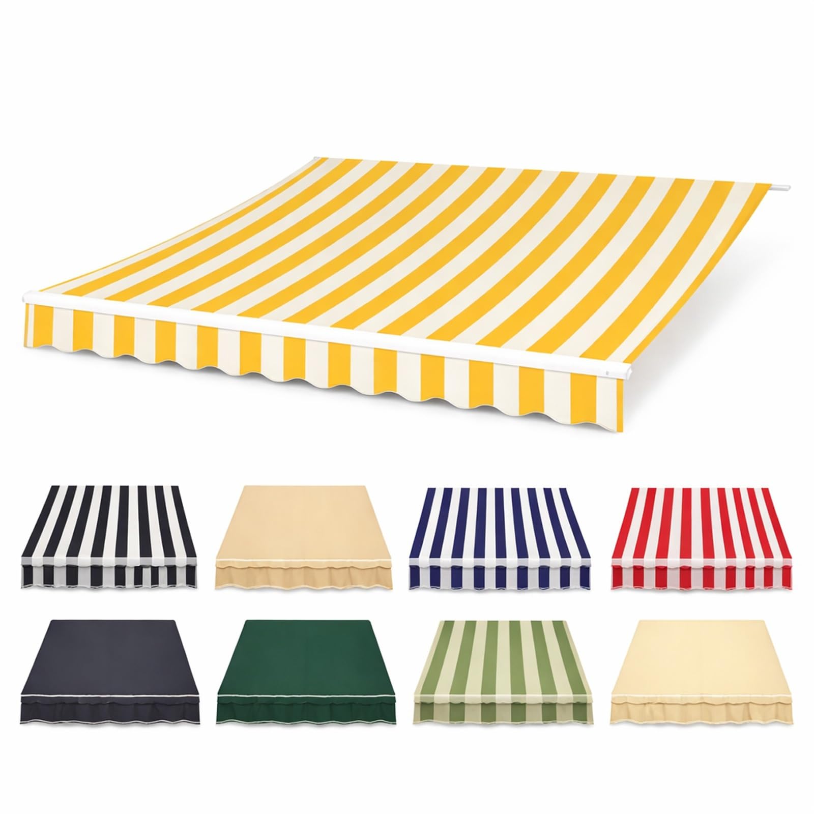 Tela De Repuesto para Toldo 200 300 400 500 Cm Lona para Toldo Exterior Poliéster Impermeable Recambio Tela De Toldo Protección Solar para Terraza Patio Jardín Balcón(Yellow-White,285x200cm)