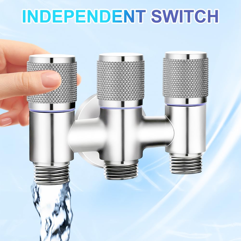 Válvula de conmutación de 3 vías, válvula de esquina combinada de 1/2 pulgadas con conexión para lavavajillas y conexión doble, interfaz de rosca de acero inoxidable resistente a la presión, para
