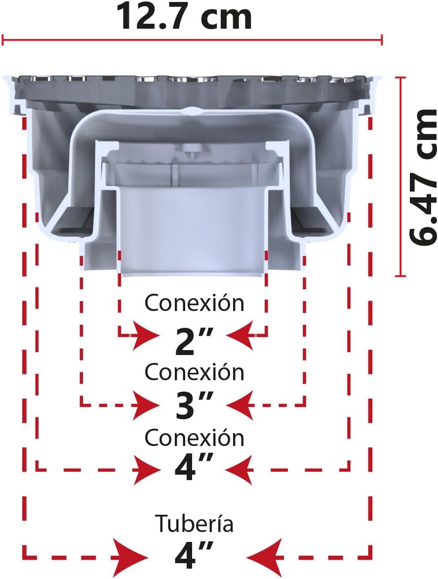 FLEXIMATIC 2264 Universal Strainer with Stainless Steel Cover for 2", 3" and 4" Direct Pipe, Odor Checked
