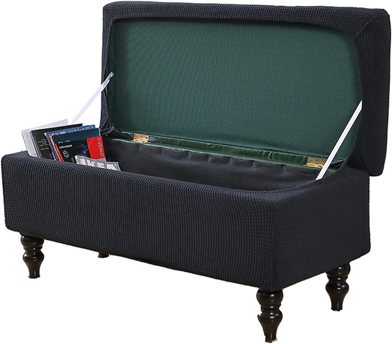 Konsilsa Storage Ottoman Slipcover,Rectangle Ottoman Cover in Stretch Jacquard Fabric, for Folding Storage Bench, Elastic Bottom Furniture Protection (Color : A, Size : Large)