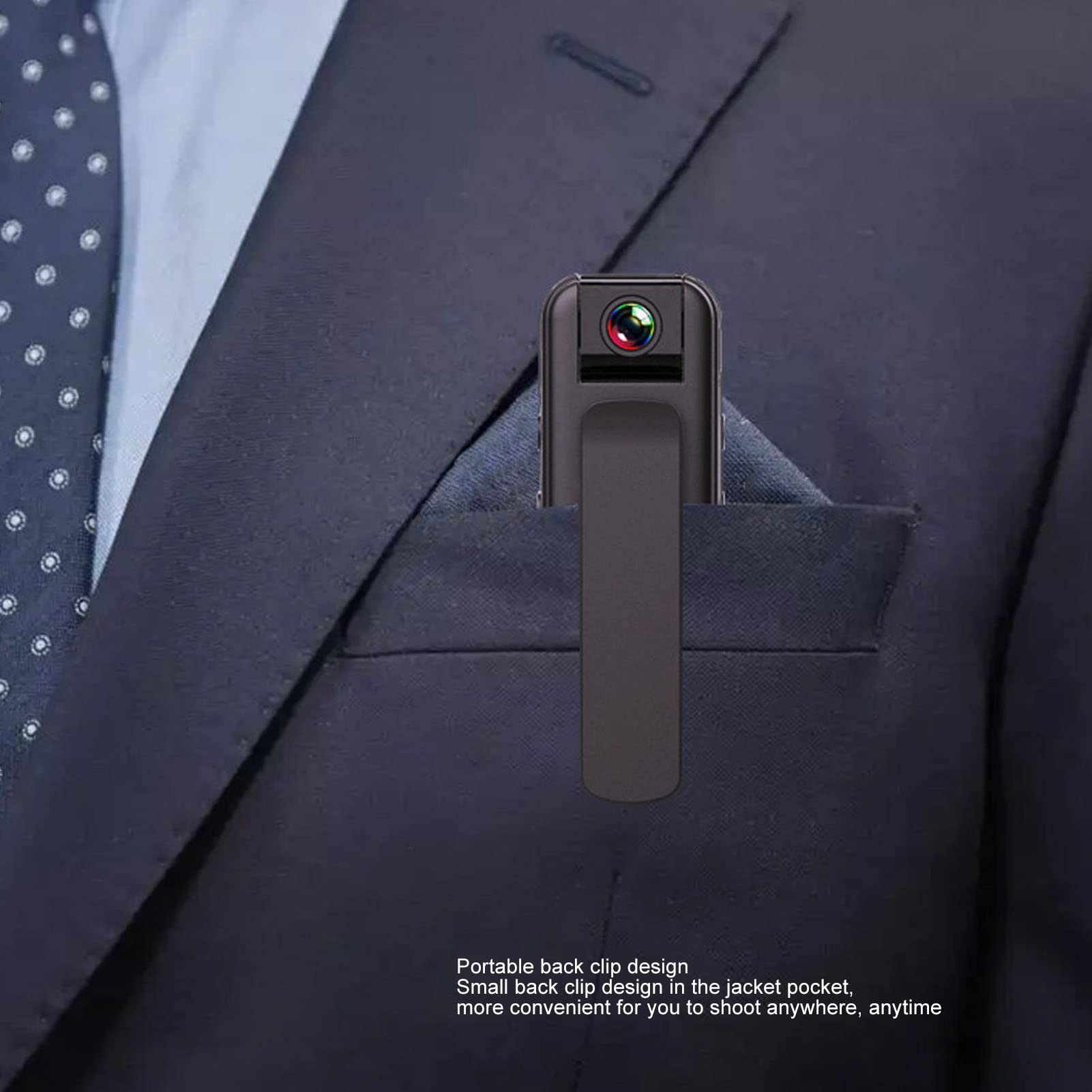 Caméra Corps HD, 1080P Infrarouge Vision Nocturne WiFi Enregistreur Vidéo Portable avec Clip Arrière, Détection de Mouvement Auto Save Action Camera avec Objectif Rotatif à 180°,
