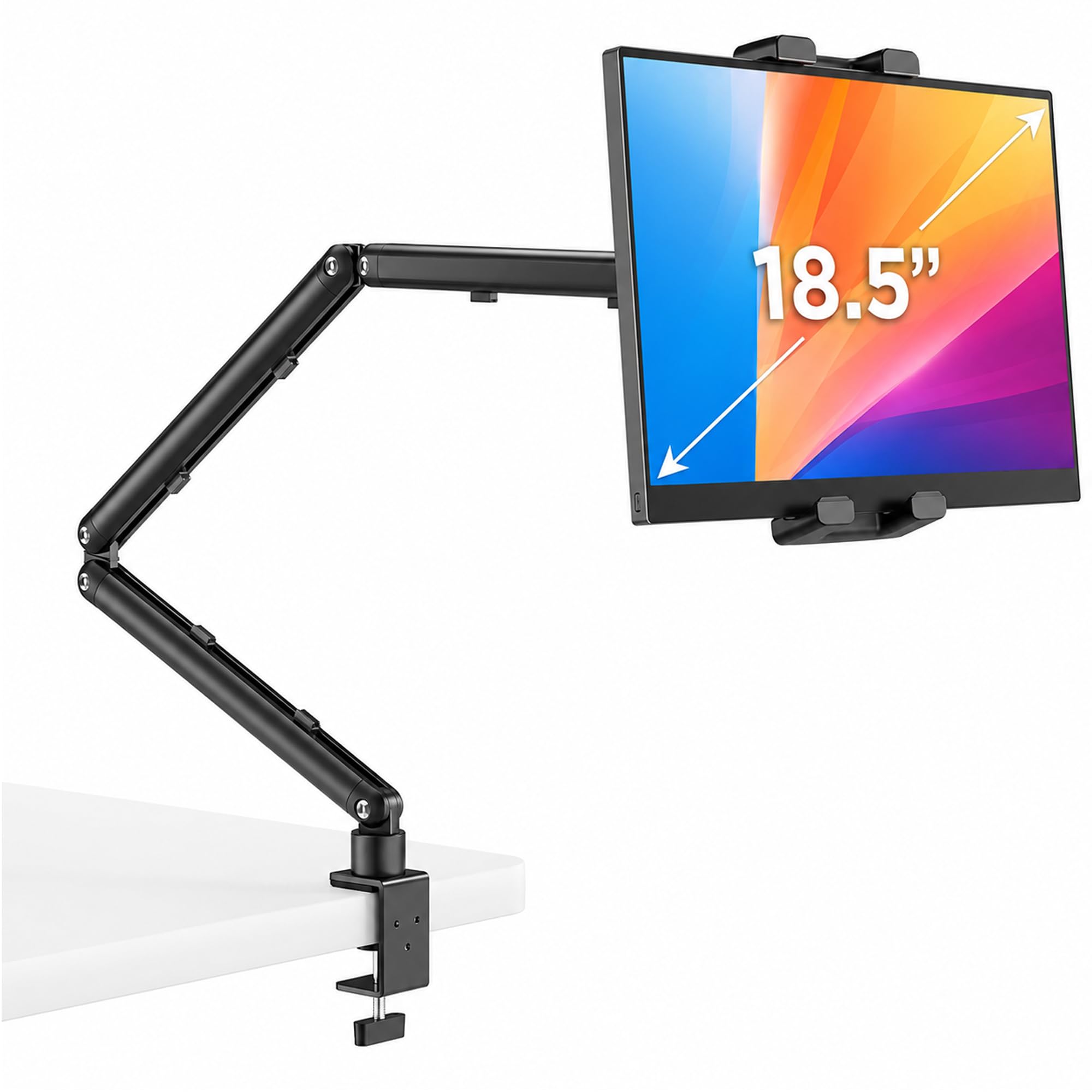 Portable Monitor Stand 15.6", Heavy Duty Tablet Arm Mount with Desk Clamp