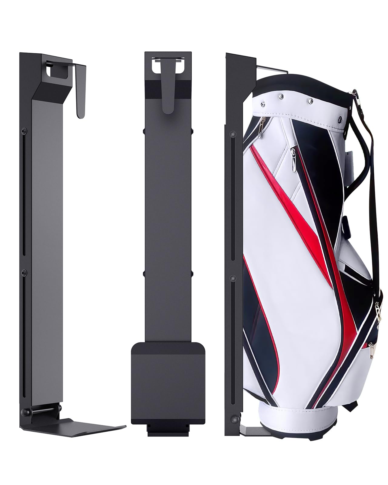 Golftaschen-Aufbewahrungsregal, Wandhalterung, Golftaschenregal für Garage, Golftaschenständer für Display, Golftaschenhalter für Wand, Golfzubehör für Herren, höhenverstellbar, Schwarz