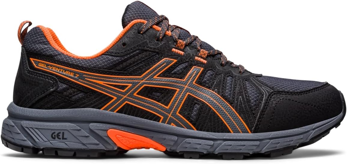 ASICS Men's Gel-Venture 7 Running Shoes, 10XW, Graphite Grey/Shocking Orange
