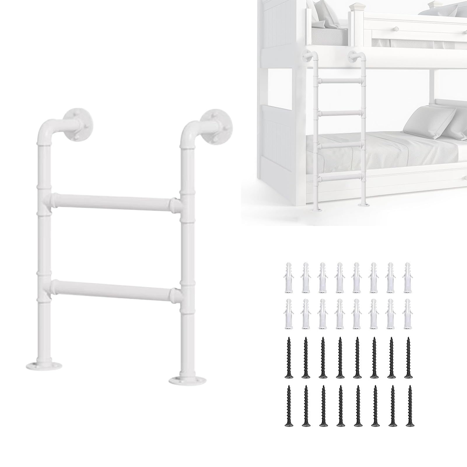 Wall Fixed Ladder, Loft Bunk Bed Ladder Wrought Iron Wall Mounted Metal Step Ladder 100-260cm 330 lbs(155cm/61in)