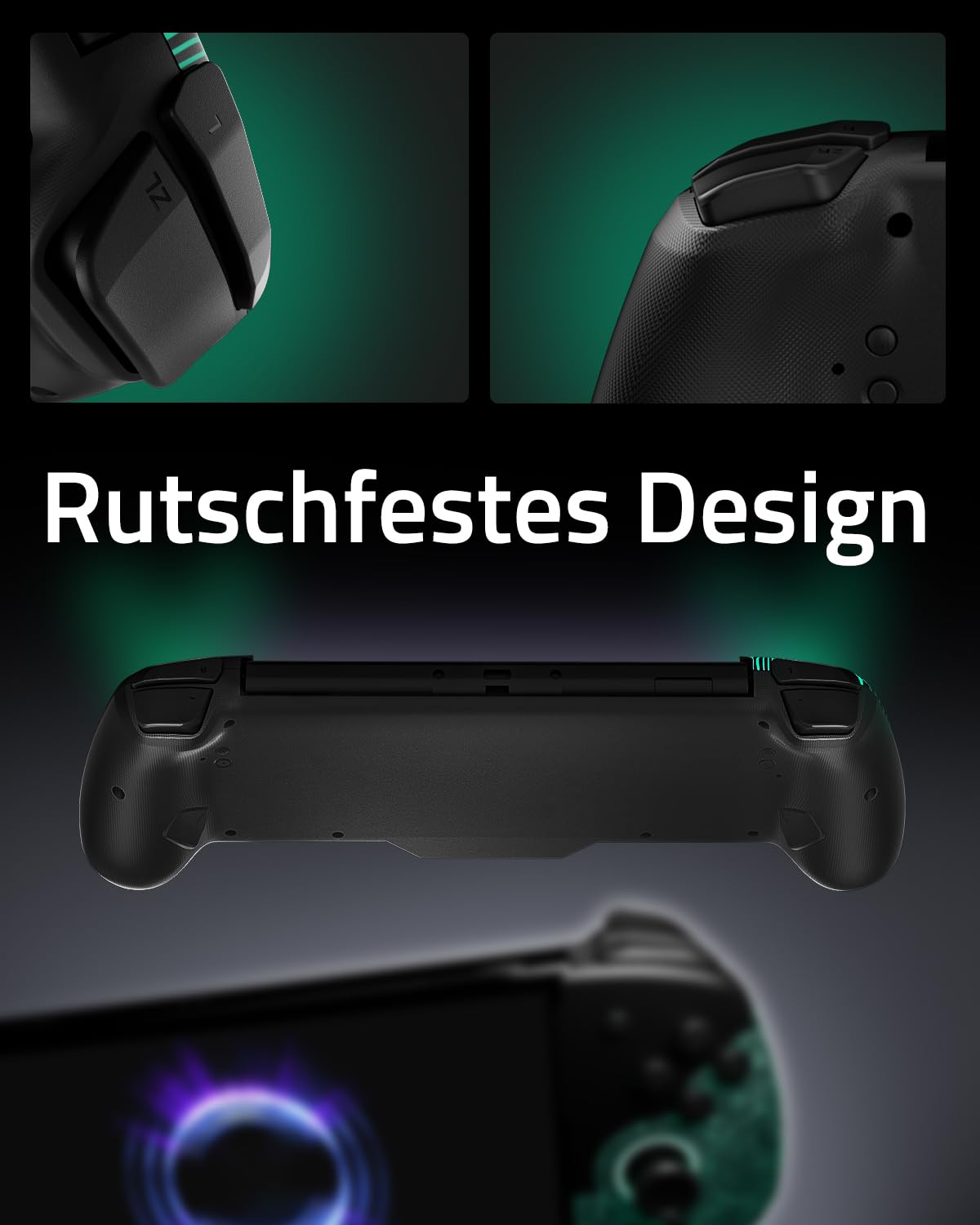 Luminpad ergonomischer Schalter-Controller, kompatibel mit Switch/OLED, 7 LED-Farben/Turbo/Mapping – Schwarz